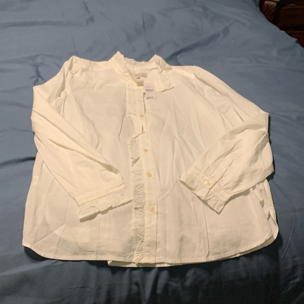 LOFT white long sleeve shirt